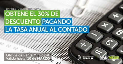 Municipalidad de Embalse: Tasa a la Propiedad.